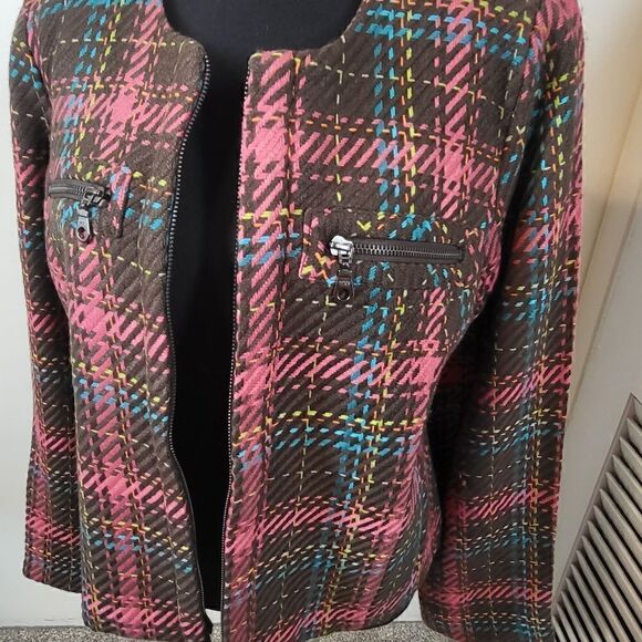Boston Design Pink & Brown Plaid Jacket - Picture 7 of 9